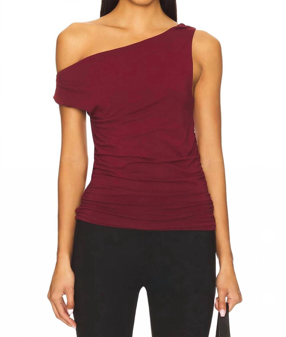 NEW BOBI twist off the shoulder top in dark port